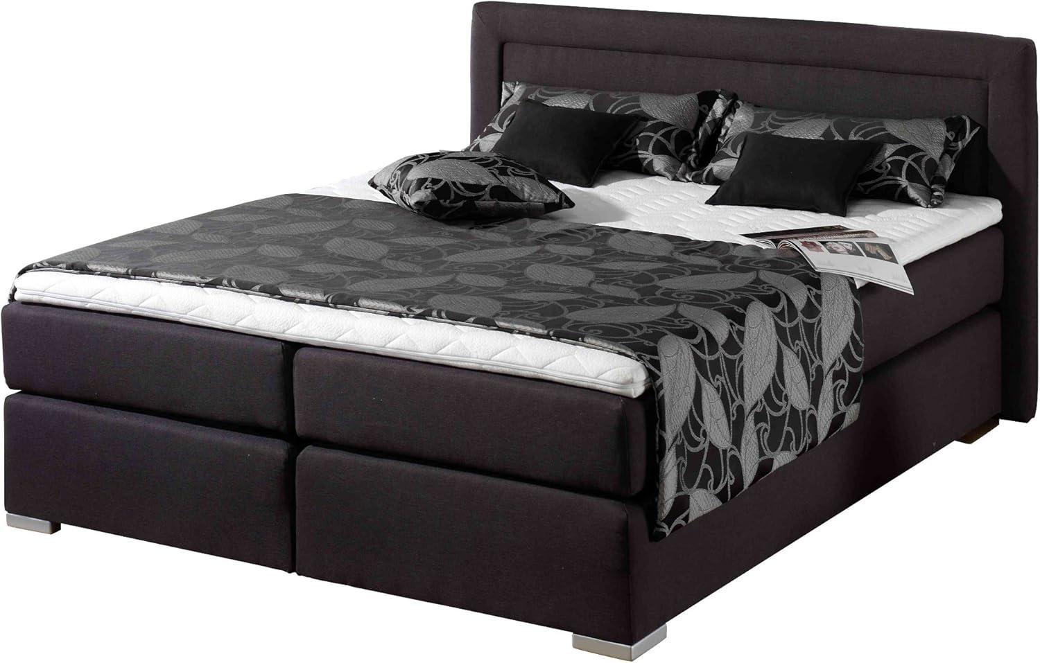 Maintal Boxspringbett Mambo, 140 x 200 cm, Strukturstoff, Tonnentaschenfederkern Matratze H3, anthrazit Bild 1