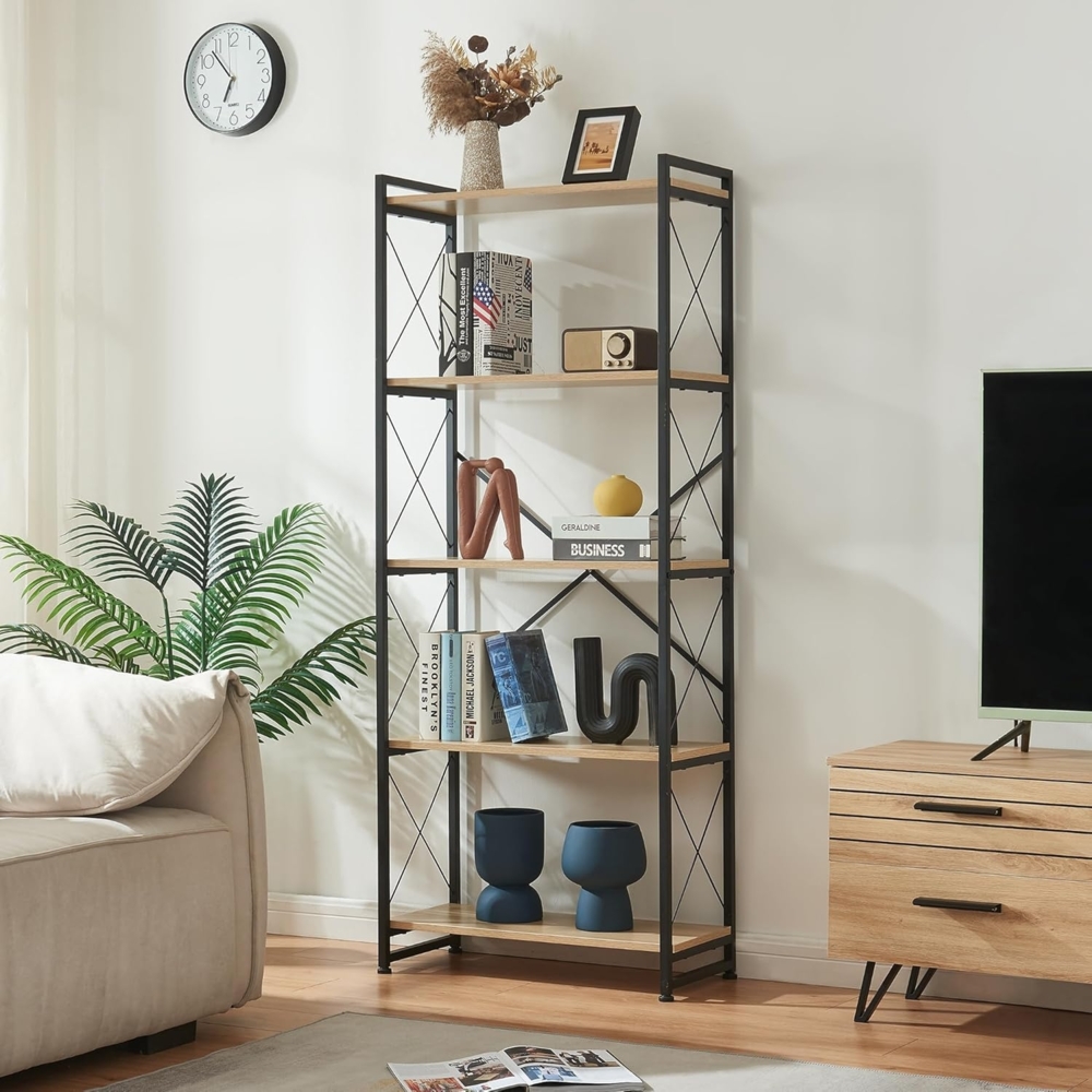 Standregal Skørping 160x65x30 cm Schwarz/Eicheoptik [en. casa] Bild 1