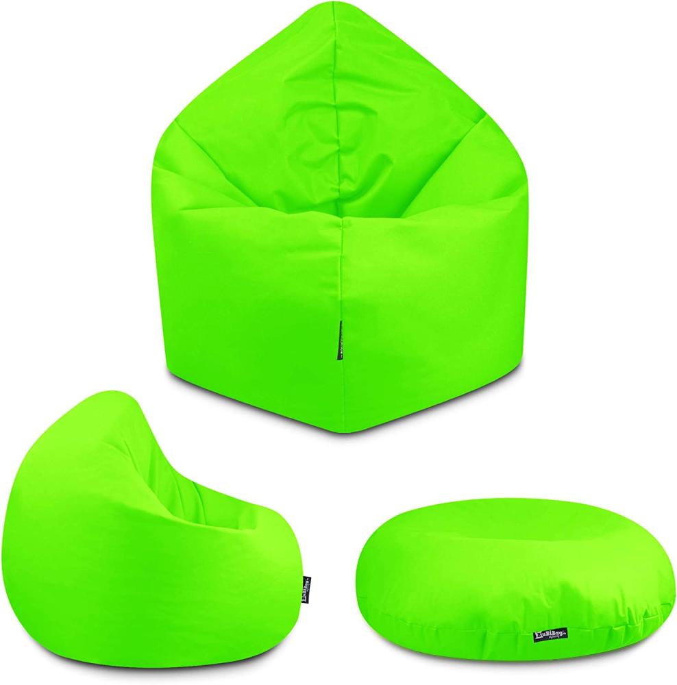 BuBiBag - 2in1 Sitzsack Bodenkissen - Outdoor Sitzsäcke Indoor Beanbag, Neongrün, Ø 100,0 cm Bild 1