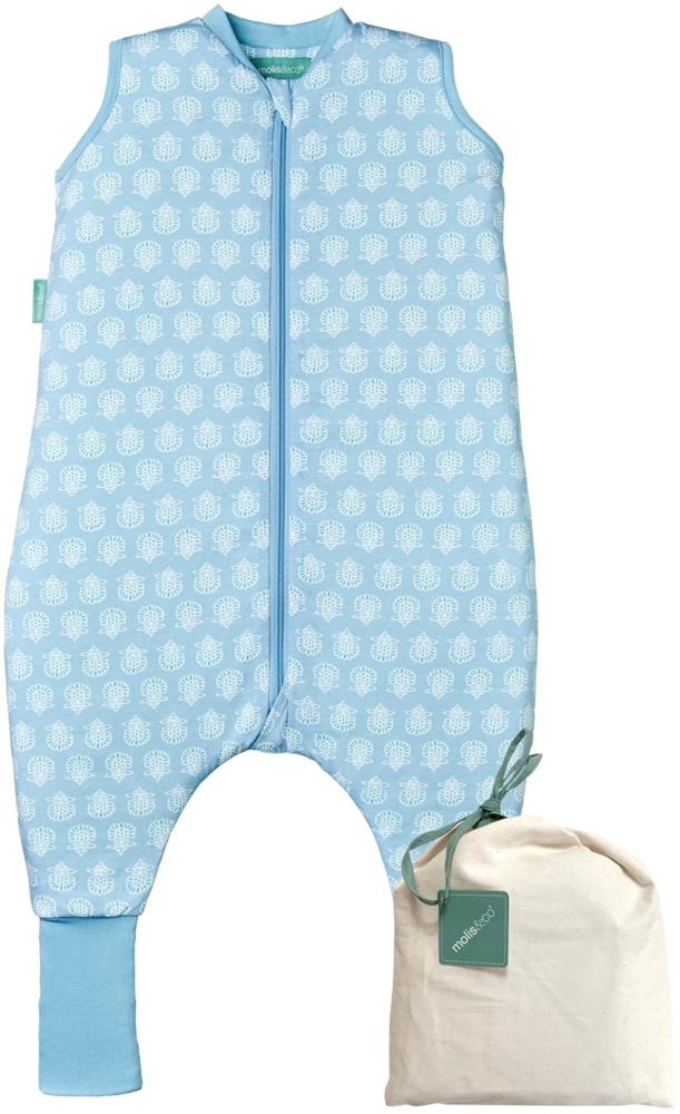 molis&co - Baby Schlafsack mit Füßen und Socke -Ideal für Frühling und Herbst - Babyschlafsack mit Beinen 1 tog - 100% Baumwolle (Oeko-TEX 100), Premium Qualität - Lotus (100 cm) Bild 1