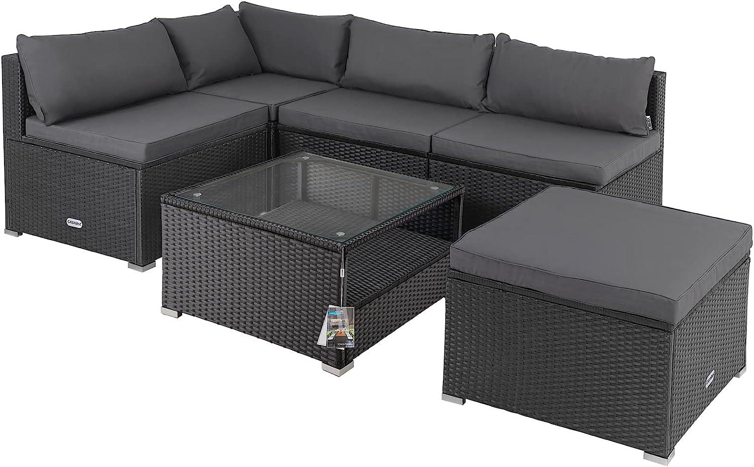 Casaria Polyrattan Lounge Set Taipei schwarz/anthrazit Bild 1