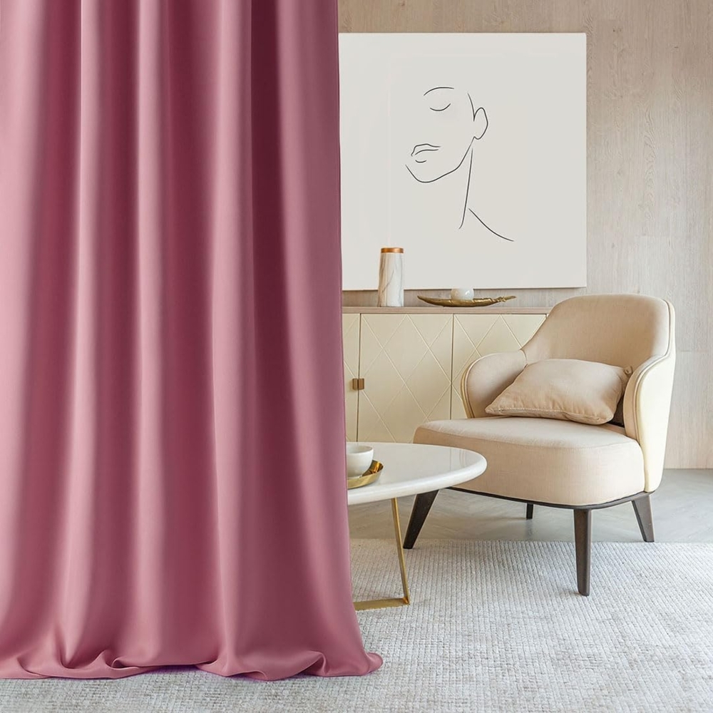 ROOM99 Vorhang mit Silberen Ösen Aura 140x260 cm Breite x Höhe Schiebegardinen Deko Modern Curtain Gardine Wohnzimmer Schlafzimmer Rosa, 1 Stück Bild 1