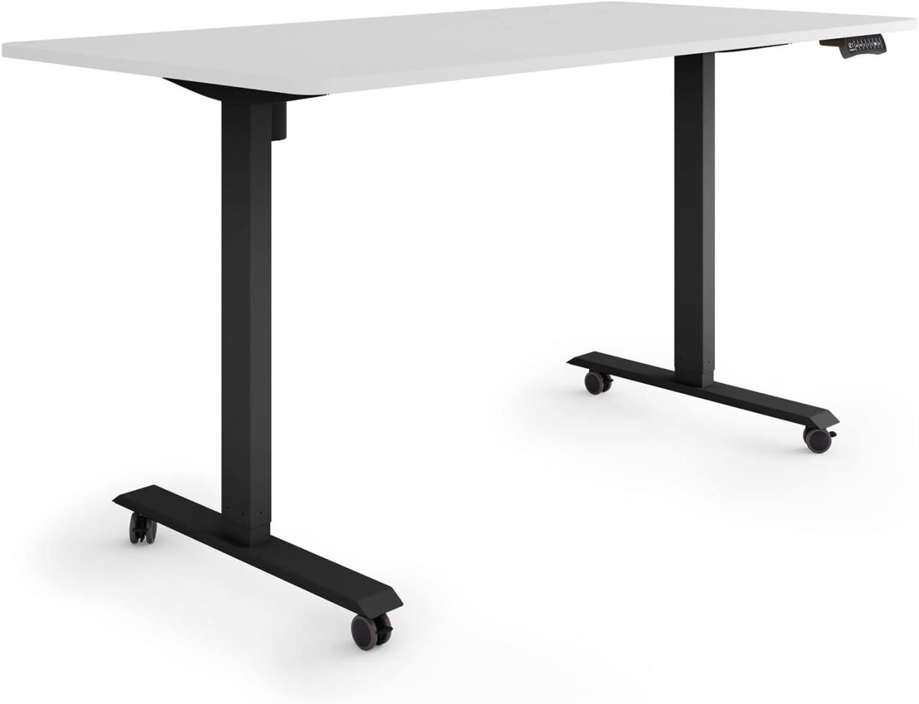 ESMART Germany ETX-121BG 160x80cm Hellgrau Ergonomischer Steh-Sitz-Schreibtisch auf Rollen Stufenlos elektrisch höhenverstellbar 78,5-128,5cm 3 x Memory Aktivitätserinnerung Soft-Start/Stopp Bild 1