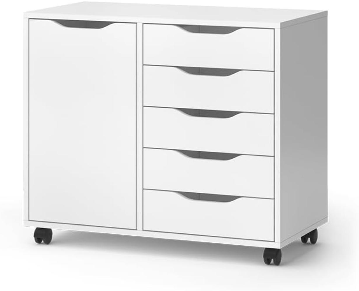 Vicco Sideboard Otwin Weiß 78 x 61,5 cm mit 5 Schubladen und 1 Tür Bild 1