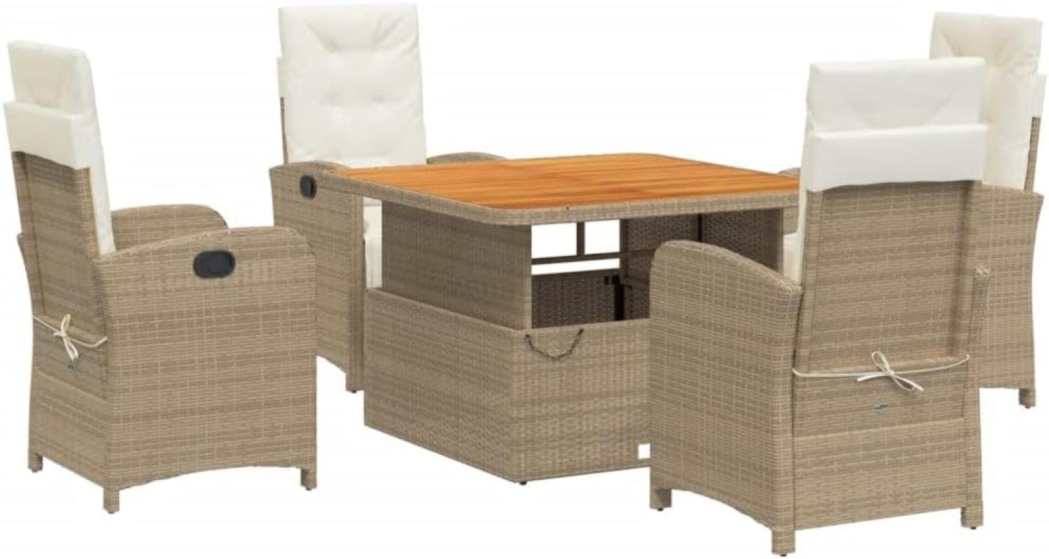 5-tlg. Garten-Essgruppe mit Kissen Beige Poly Rattan 3277354 Bild 1