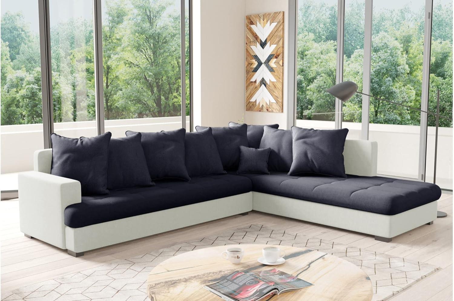 Stylefy Kora Ecksofa Kunstleder SOFT Mikrofaser ENJOY Hellgrau Graphit Rechts Bild 1