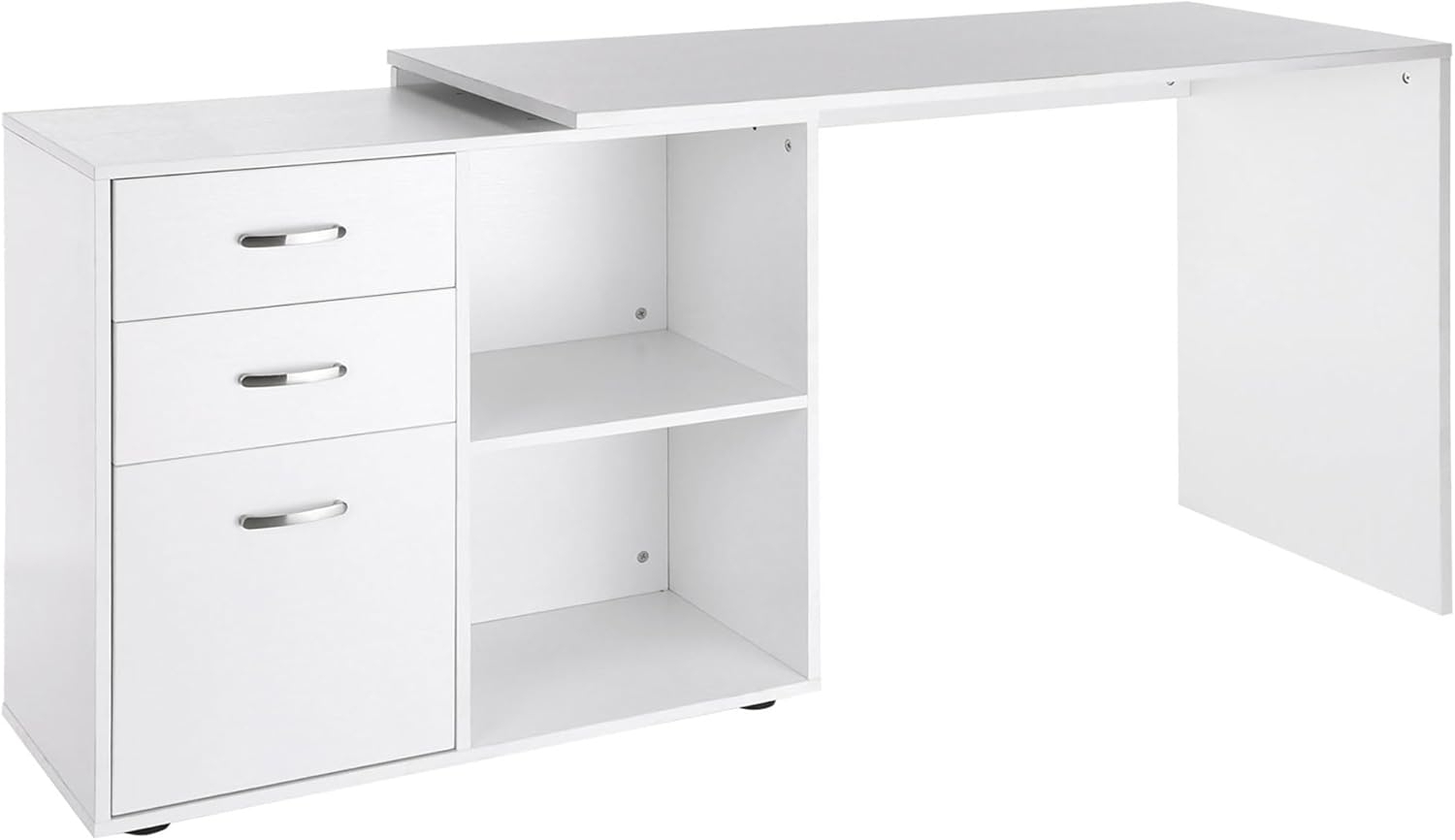 HOMCOM Eckschreibtisch Computertisch Bürotisch Winkelschreibtisch Regal L-Form 117 x 83,5 x 76 cm, I-Form 162 x 50 x 76 cm, Weiß, MDF+Metall Bild 1