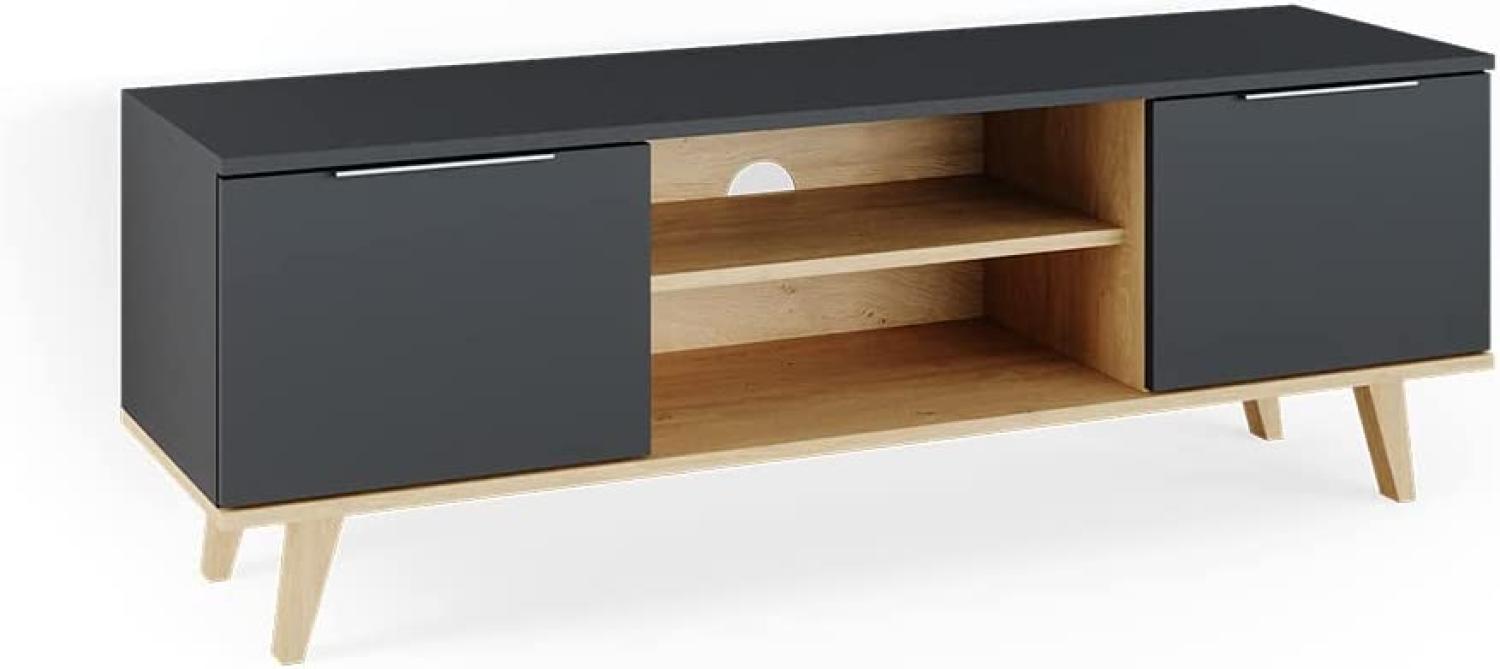 Vicco Wohnzimmermöbel Neptune Kommode Lowboard Sideboard Anthrazit-Buche Bild 1