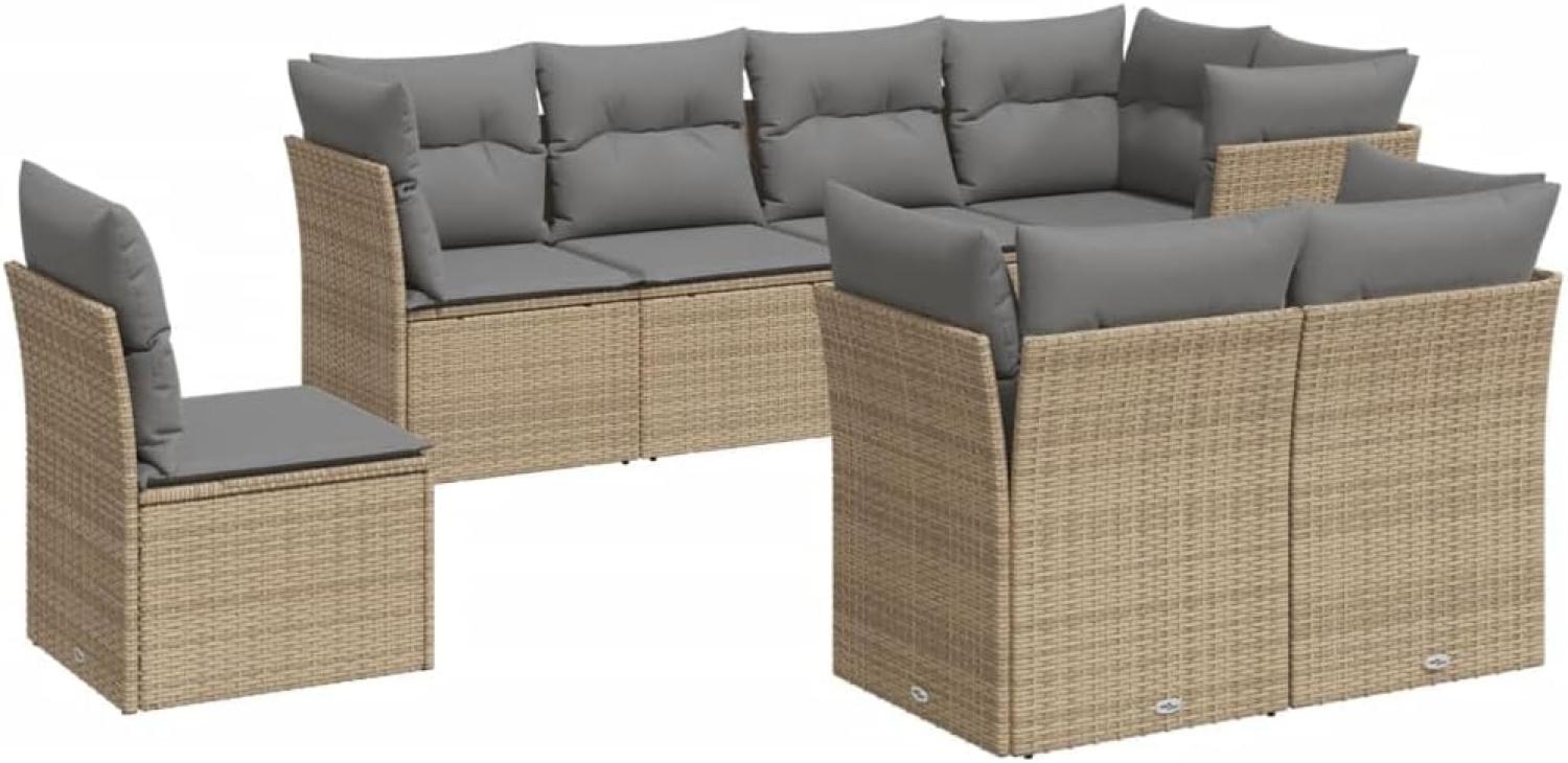 vidaXL 8-tlg. Garten-Sofagarnitur mit Kissen Beige Poly Rattan 3217929 Bild 1