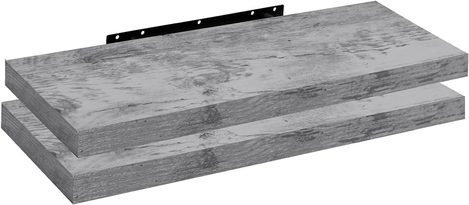 WOLTU 2X Wandregal Wandboard Bücherregal Regale für Deko Wandablagen aus MDF Holz, 2er Set Hängeregal Grau Eiche, 100x22,9x3,8cm RG9317grei-2 Bild 1