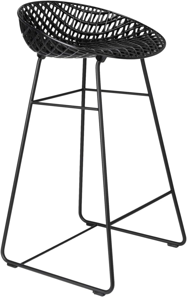 Kartell Smatrik Stool Outdoor, Barhocker, Schwarz mit schwarzer Struktur Bild 1