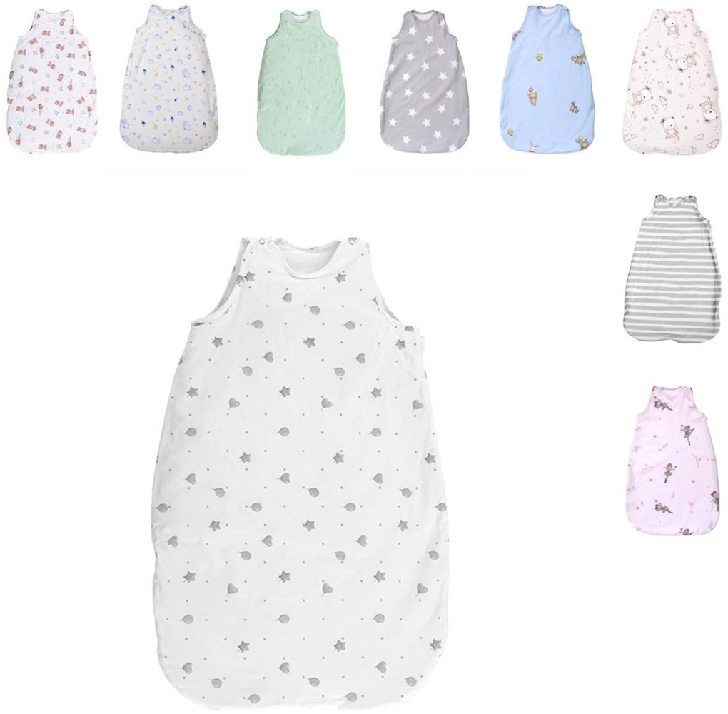 Lorelli Baby Winterschlafsack 85 cm 100% Baumwolle, 2,5 TOG, Maße 80 x 45 x 3 cm weiß grau Bild 1