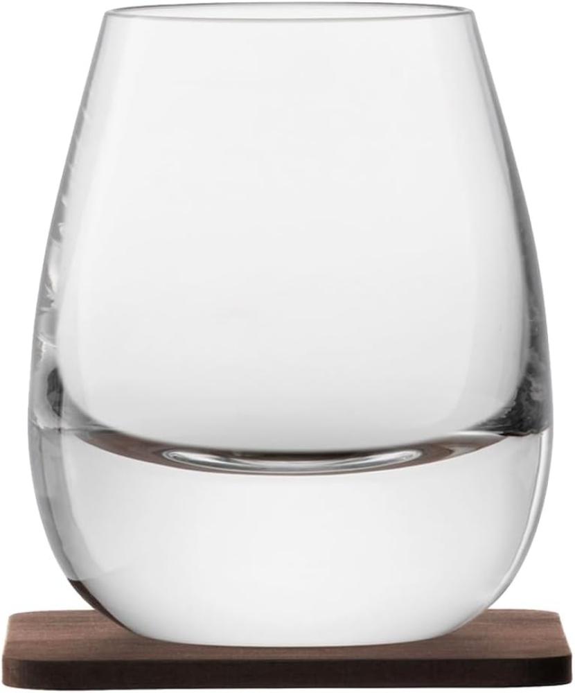 LSA International Whisky Islay Zahnputzbecher mit Walnuss Untersetzer, Glas, transparent, 250 ml, 2 Stück Bild 1