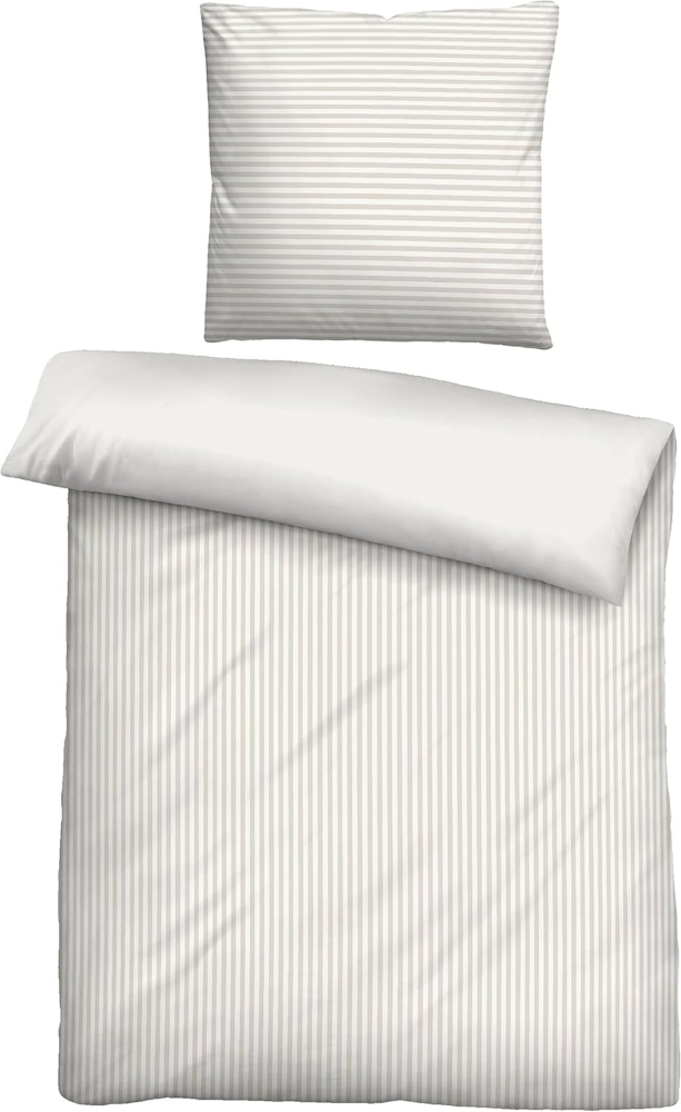Traumhaft schlafen - Castell - Markenbettwäsche Baumwoll Satin Bettwäsche 0600882 STREIFEN, grau, 1x 135x200 cm + 1x 80x80 cm Bild 1