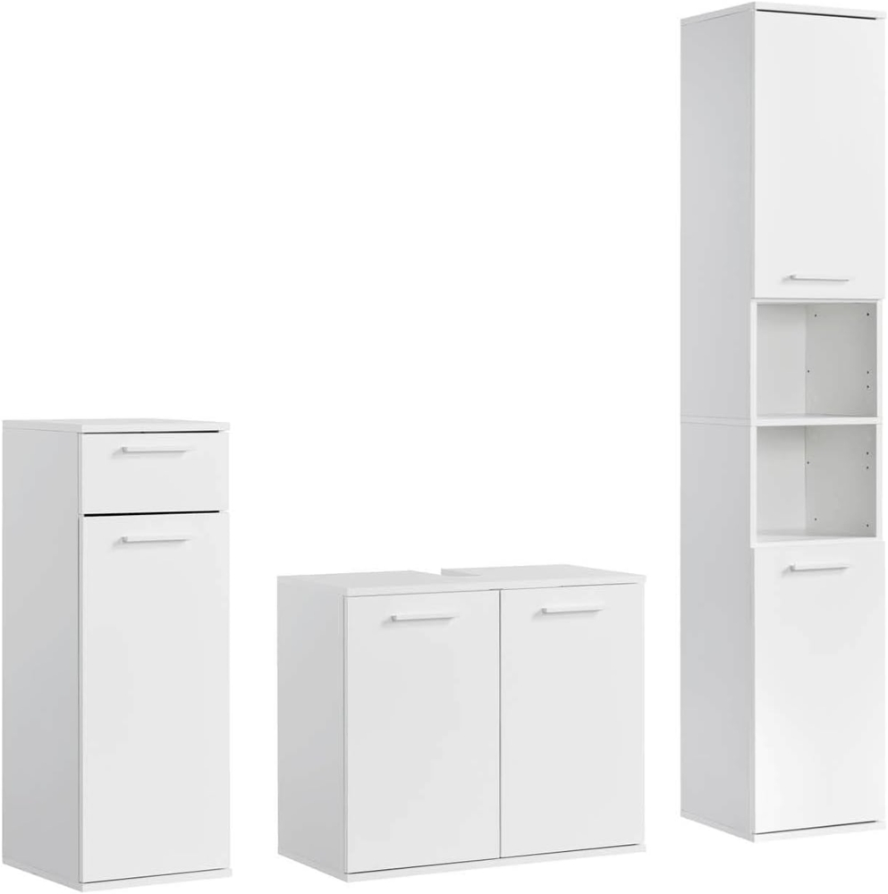 mokebo Badmöbel-Set Der Steuermann, (3-teilig), Unterschrank, Beistellschrank & Hochschrank in Weiß Bild 1