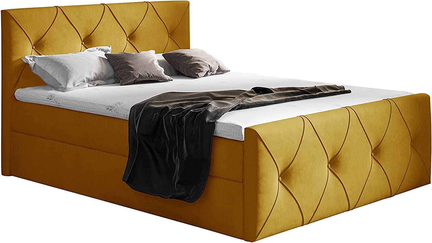 99rooms Arian Lux Boxspringbett Velours 120 x 200 cm Gelb Bild 1