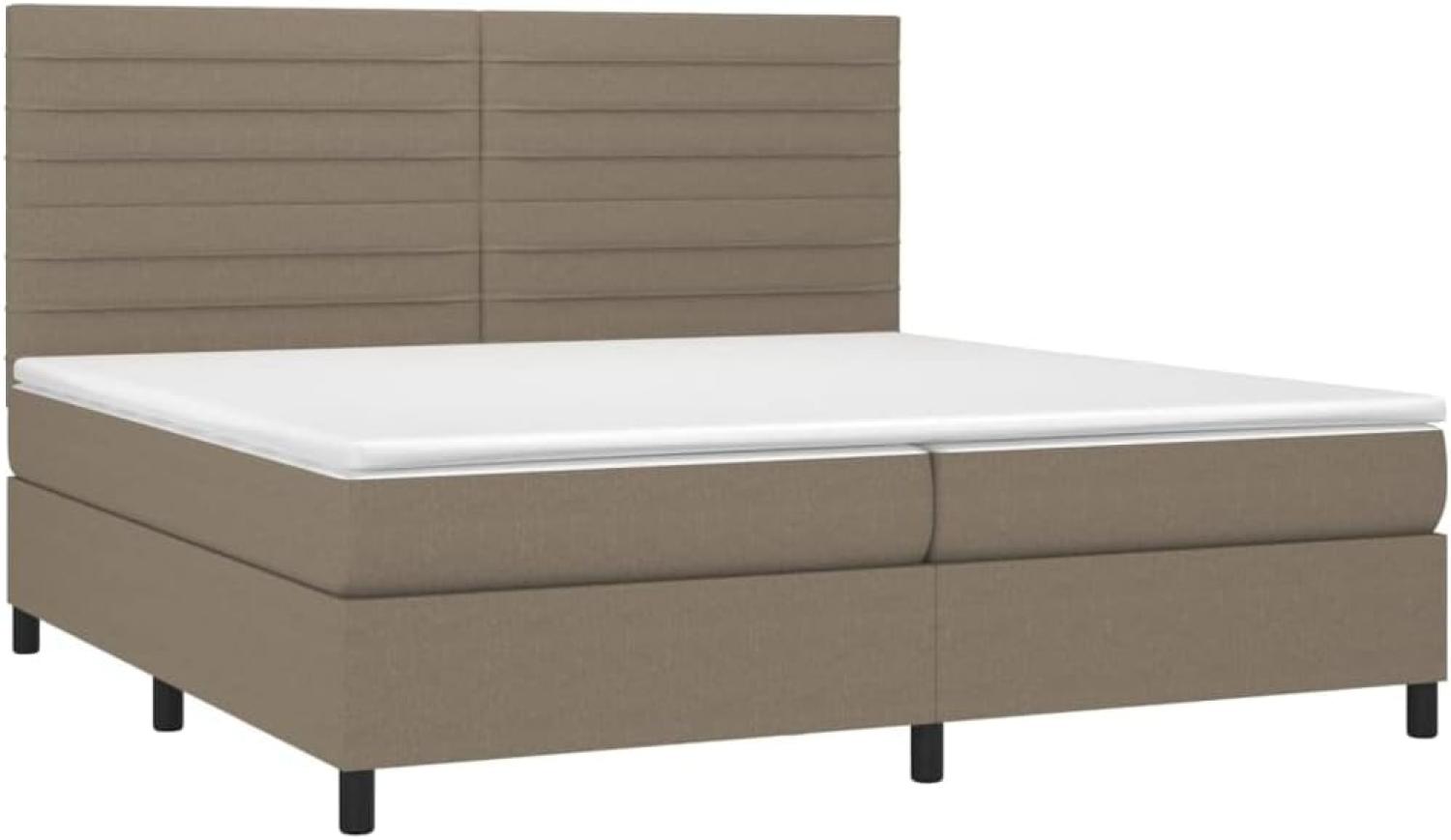 vidaXL Boxspringbett mit Matratze Taupe 200x200 cm Stoff, Härtegrad: H2 [3141885] Bild 1