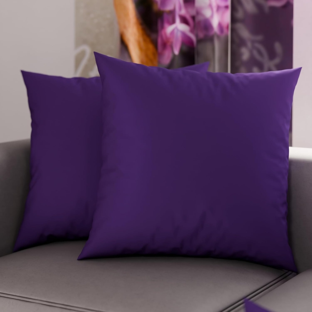 PETTI Artigiani Italiani – 2er-Set Kissenbezüge 65x65 cm aus Mikrofaser, Zierkissenbezüge für Schlafzimmer & Sofa, Uni Violett, 100 % Made in Italy Bild 1