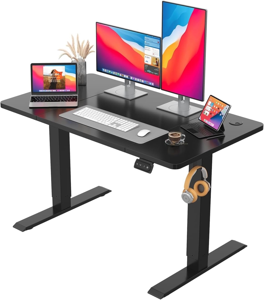 JUMMICO HöHenverstellbarer Schreibtisch Standing Desk Elektrischer Schreibtisch Höhenverstellbar mit Memory-Funktion 120x60 cm,Schwarz Bild 1