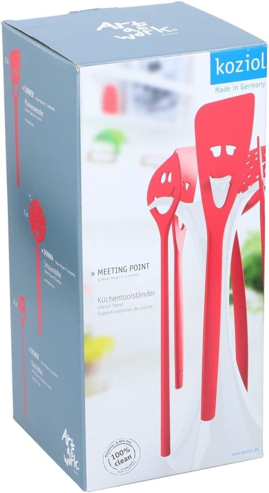 Koziol Küchentoolständer 14,8 x 19 x 36 cm Pfannenwender Schaumlöffel Kochlöffel rot Bild 1
