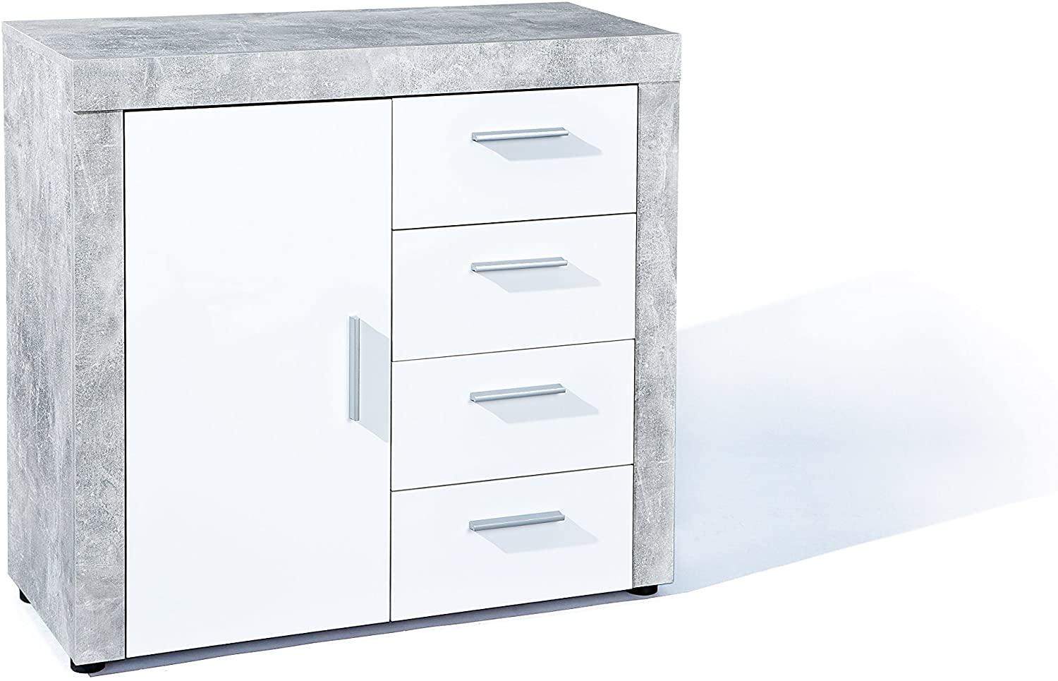'Beat' Sideboard Beton Dekor/ Weiß, 94 x 86 x 40 cm Bild 1