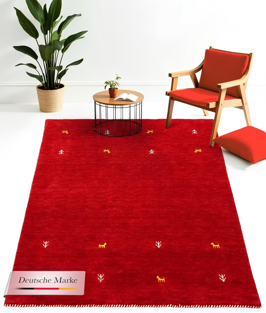 carpetfine Wollteppich Gabbeh Uni, rechteckig, Höhe: 15 mm, reine Wolle, handgewebt, Gabbeh Loom Tiermotiv, auch als Läufer Bild 1