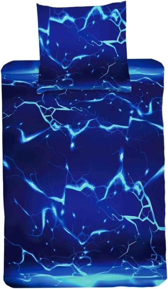 MTOnlinehandel Bettwäsche Gaming, Blue Light Lava, 3D Effekt, 100% Baumwolle, Mako-Satin, 2 teilig, Zocken Gaming / Game Kinder-, Teenager-Bettwäsche-Set Bild 1