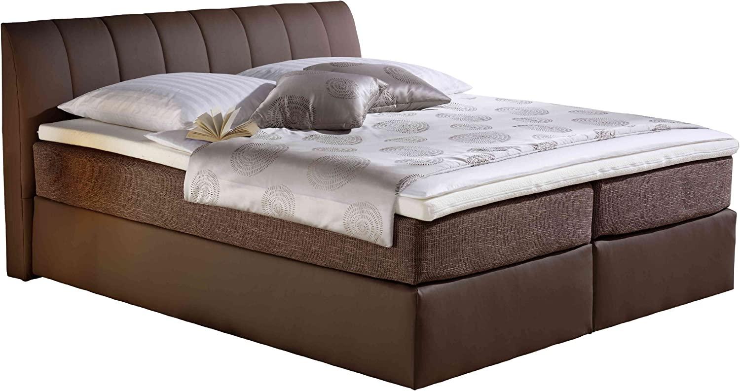 Maintal Boxspringbett Vanilla, 100 x 200 cm, Strukturstoff, Bonellfederkern Matratze H2, braun Bild 1