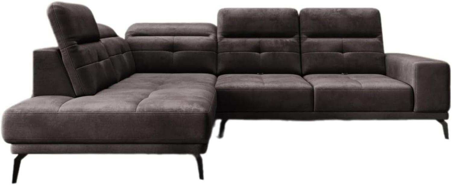 Designer Sofa Isabella mit verstellbarer Kopf- und Rückenlehne Samt Dunkelbraun Links Bild 1