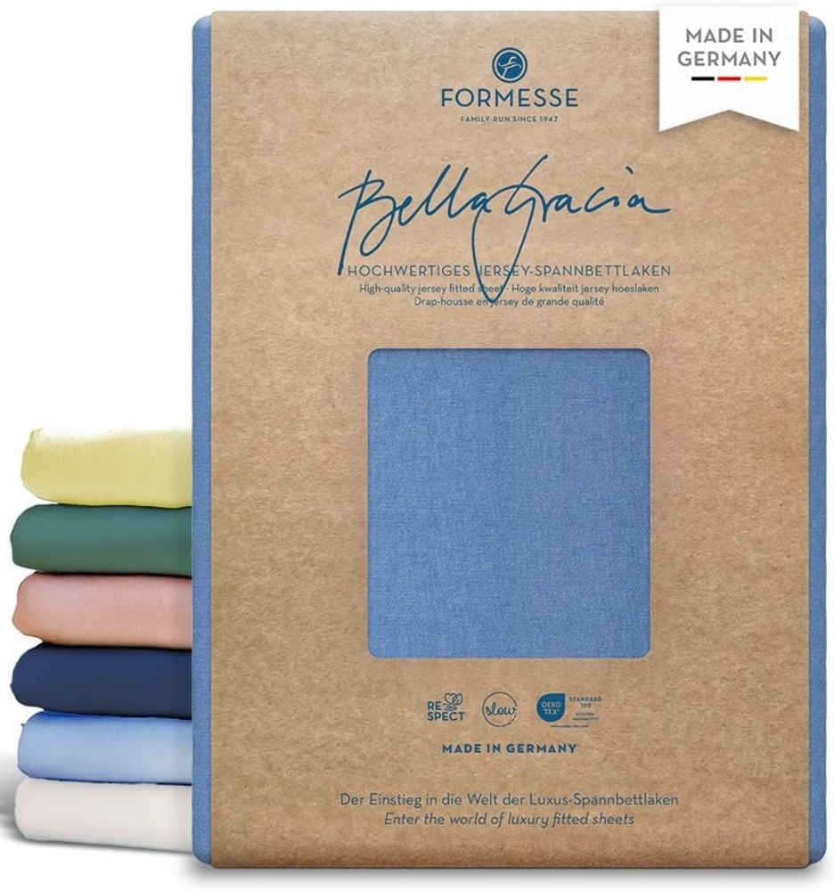 Formesse Jersey Spannbetttuch Bella Gracia|180x190 - 200x220 cm| jeansblau Bild 1