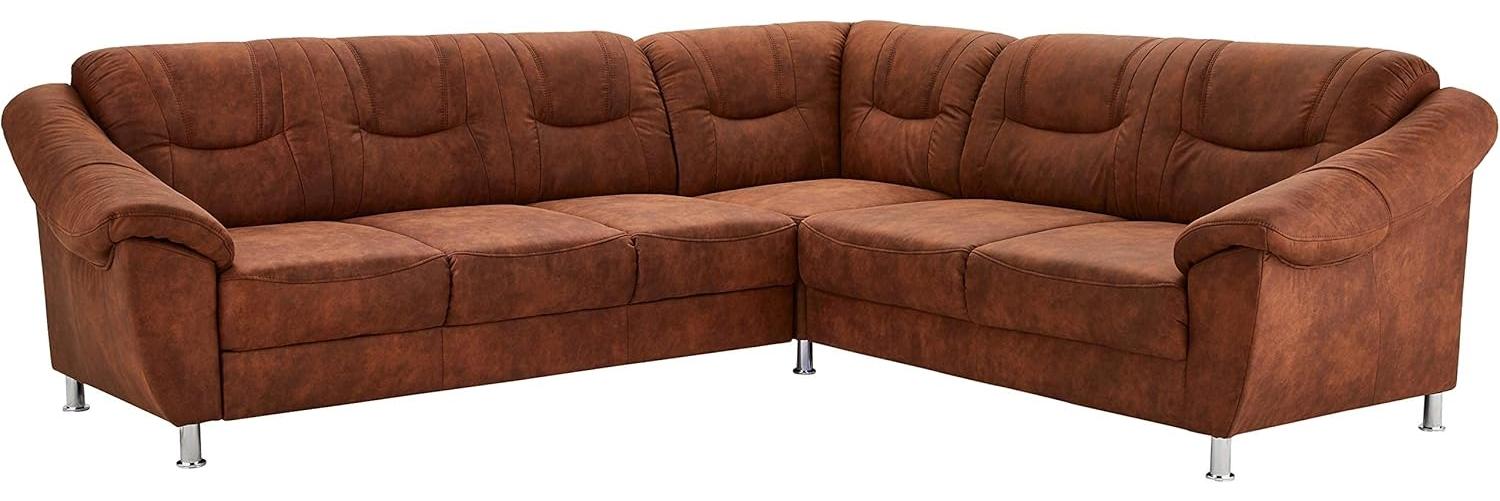 Cavadore Ecksofa Salisa mit Federkern / Polsterecke im klassischen Design / 264 x 86 x 244 / Mikrofaser Braun Bild 1