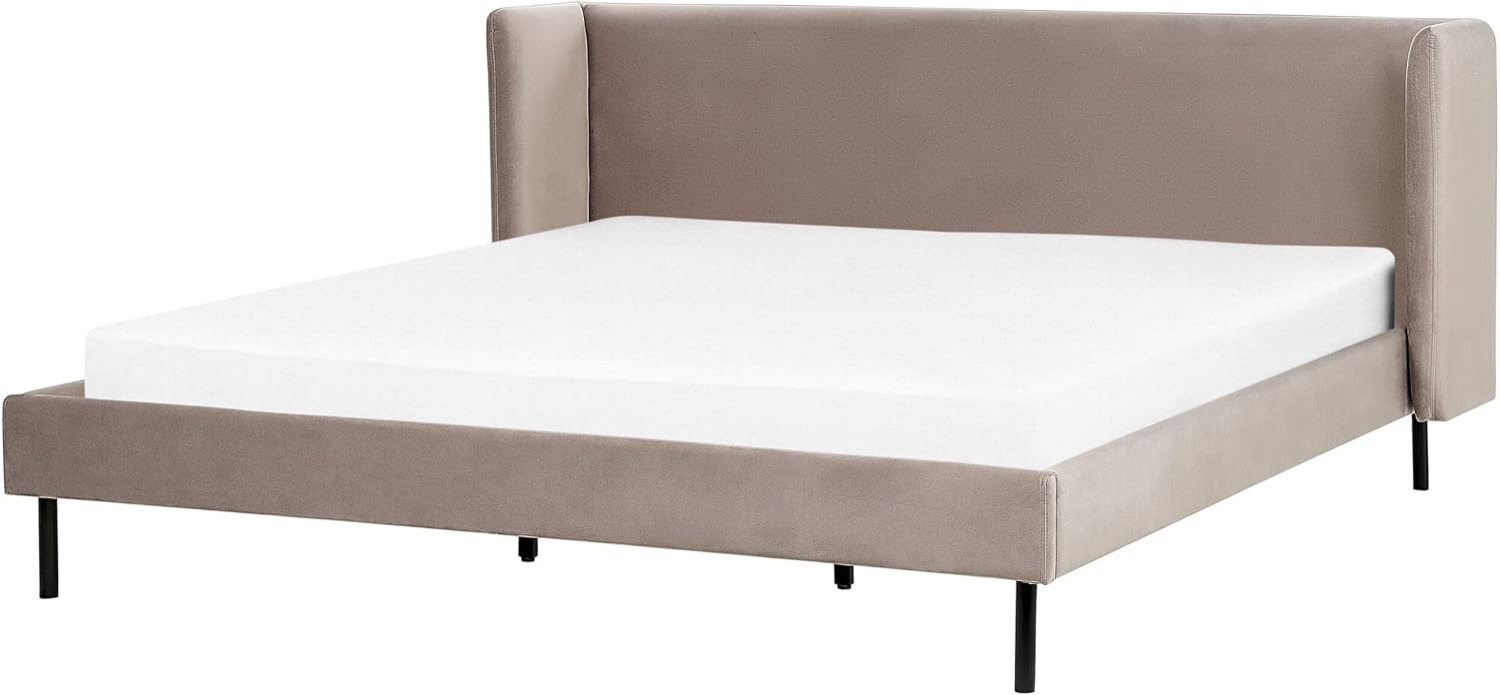 Bett mit Lattenrost ARETTE 180 x 200 cm Samtstoff Taupe Bild 1