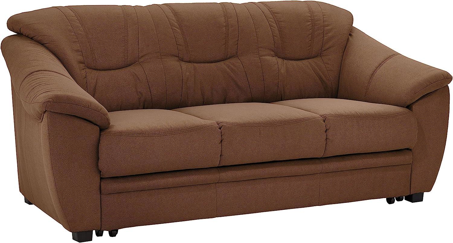 Cavadore 3-Sitzer Sofa Savana / 3er Sofa mit Federkern im klassischen Design / 198 x 90 x 90 / Mikrofaser in Lederoptik Braun Bild 1