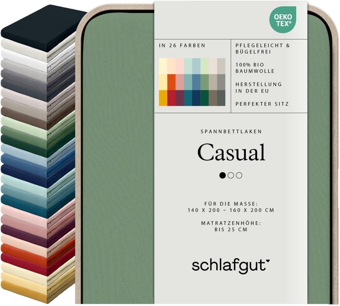 Schlafgut Spannbettlaken CASUAL u.a. in Gr. 90x200, 140x200 oder 180x200 cm, 100% Bio-Baumwolle, Jersey, Gummizug: rundum, (1 Stück), Bettlaken für Matratzen bis 25 cm Höhe, zuverlässig, langlebig, weich Bild 1