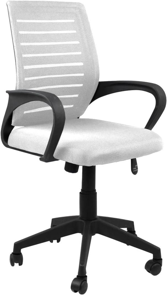 WeHome Futura ergonomischer Bürostuhl, Schreibtischstuhl 62 x 60 x 95 – 105 cm, Bürostuhl mit Armlehnen, gepolsterter Sitz, 360-Grad-Drehung, höhenverstellbar, Basis mit Rollen (Weiß) Bild 1