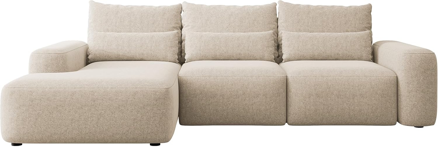 Selsey Sofa Ecksofa Eckcouch Schlafsofa Couch Mit Stauraum Schlaffunktion Pflegeleicht Mit Kissen Lendenkissen L Form Freistehend Links Chenille Beige Carnos Bild 1