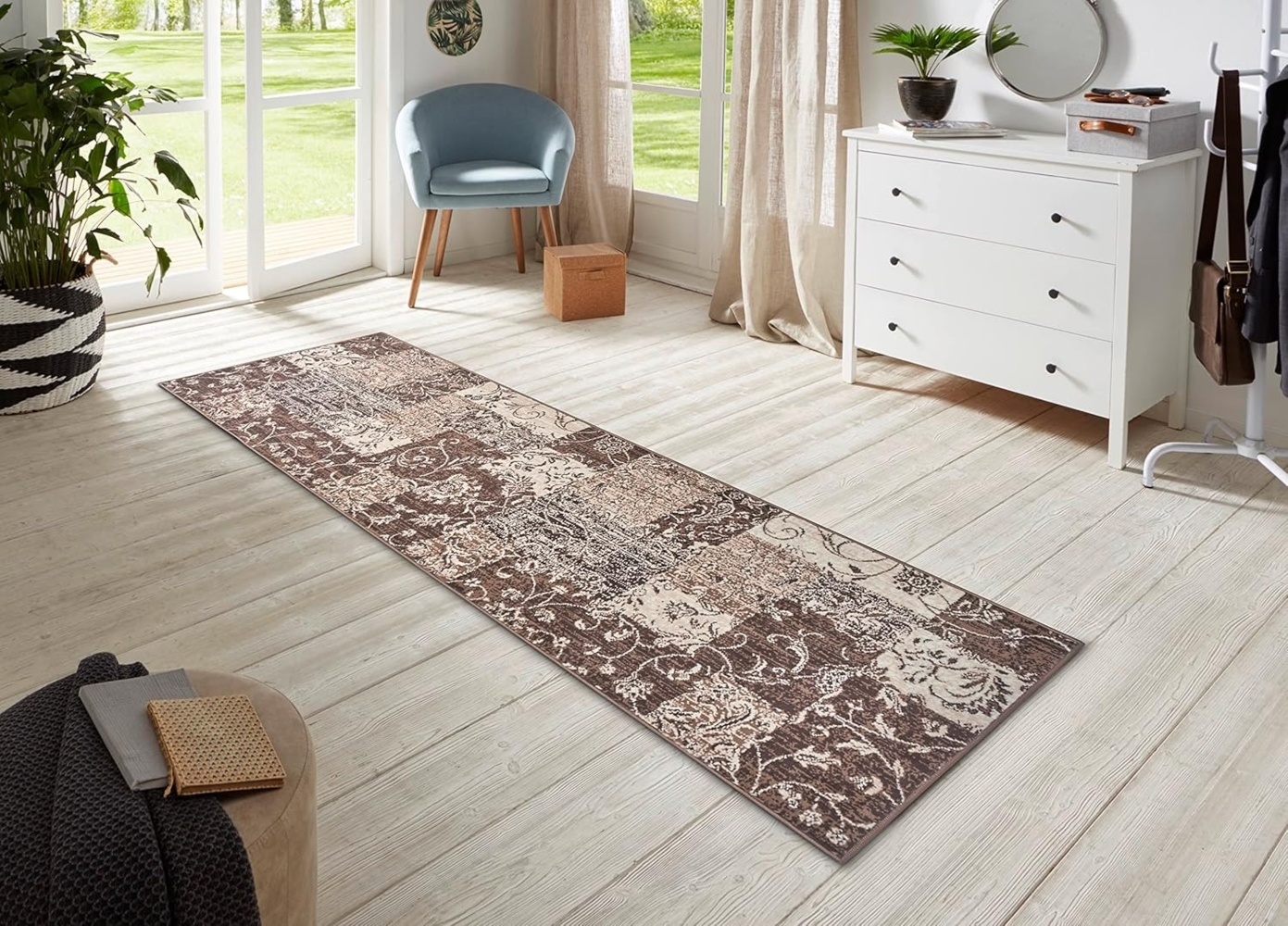 Kurzflor Teppich Kirie Taupe - 80 x 250 x 0,9 cm Bild 1