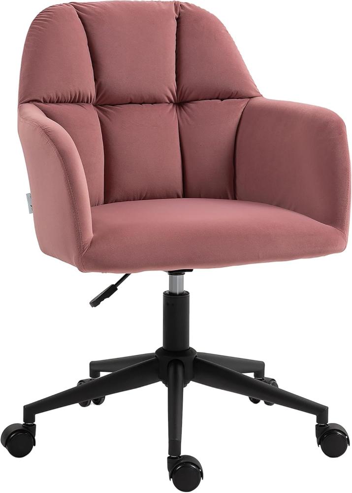 Vinsetto Bürostuhl mit Rollen, Ergonomischer Drehstuhl mit Samt-Optik (Schreibtischstuhl, 1 St), für Büro, Wohnzimmer, Rosa Bild 1