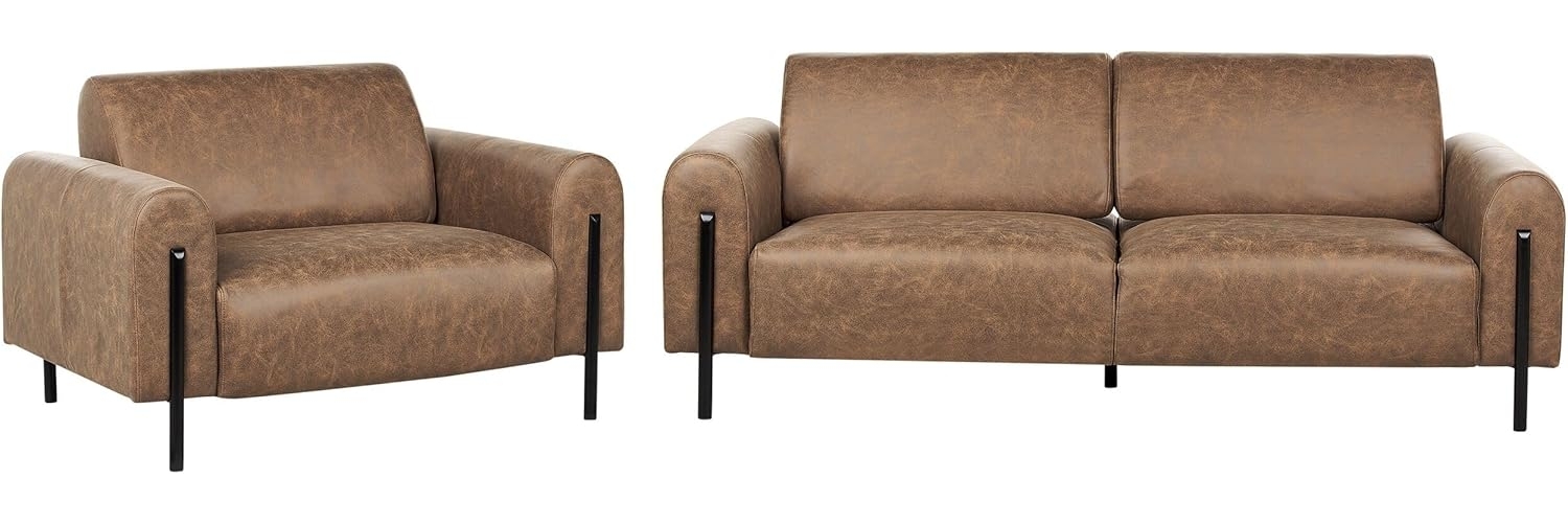 4-Sitzer Sofa Set Lederoptik braun ASKIM Bild 1
