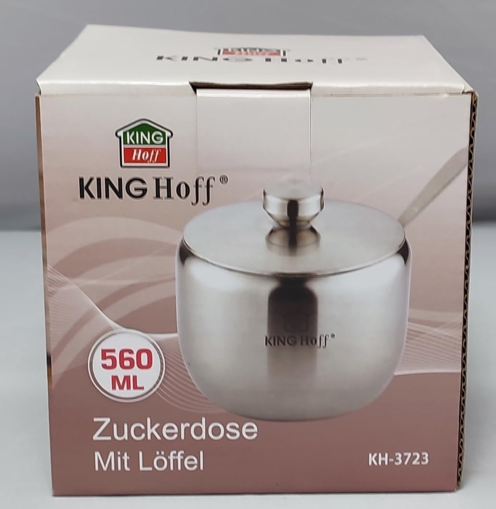 Kinghoff Kinghoff Zuckerdose aus Stahl mit Löffel, Hochglanz KH3723 Bild 1