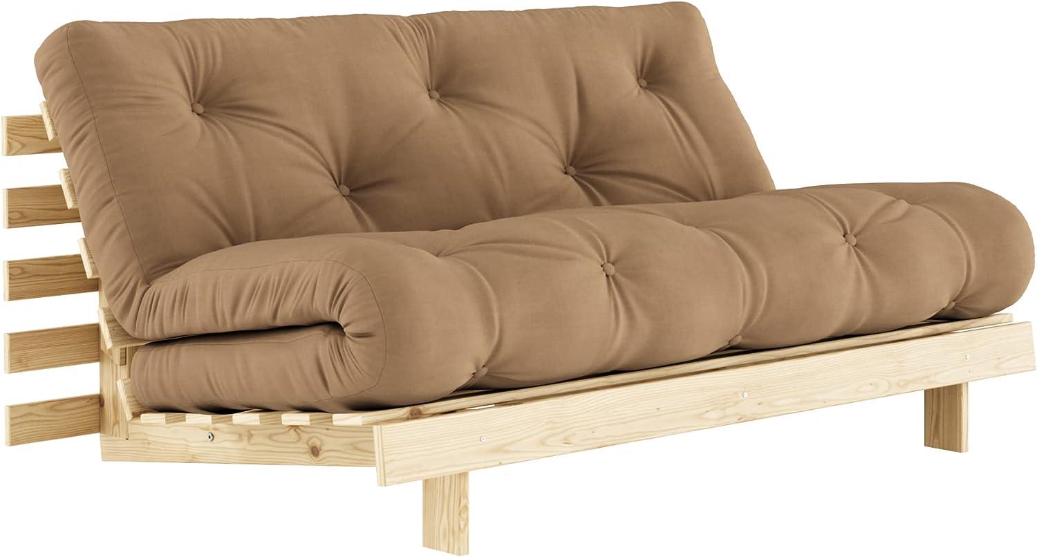 Schlafsofa ROOTS 160 cm Polster MOCCA Ausziehsofa Gestell Kiefer Bild 1