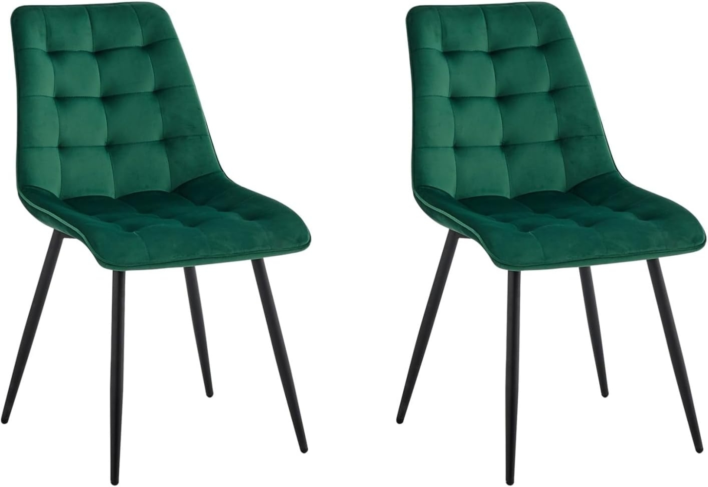 GrandCA HOME Esszimmerstühle 2er Set，Küchenstuhl，Samt Esszimmerstuhl，Samtkissen und Metallbeine， Geeignet für Wohnzimmer/Esszimmer/Küche/Schlafzimmer/Bür（Dunkelgrün, 2） Bild 1