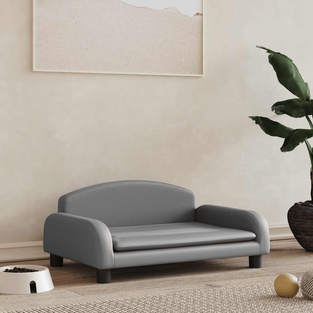 vidaXL Hundebett, Kunstleder, Grau, 70 x 45 x 30 cm Bild 1