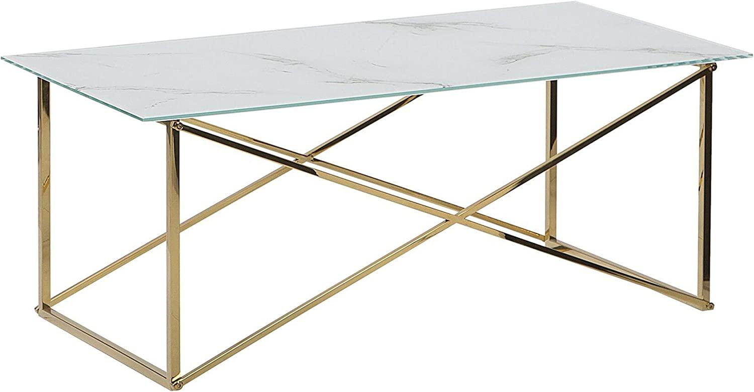 Couchtisch weiß / gold Marmor Optik 100x50 cm EMPORIA Bild 1