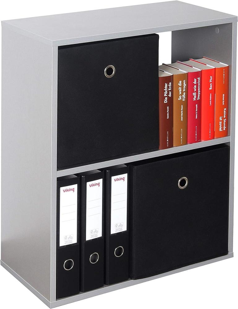 RICOO Bücherregal 2 Fächer 71 x 60 x 31 cm Regal Spannplatte aus Holz Modern grau WM111-PL, Standregal Büro Bücherregale, Regale & Ablagen, Druckerständer, Druckerregal, Aktenregal Bild 1