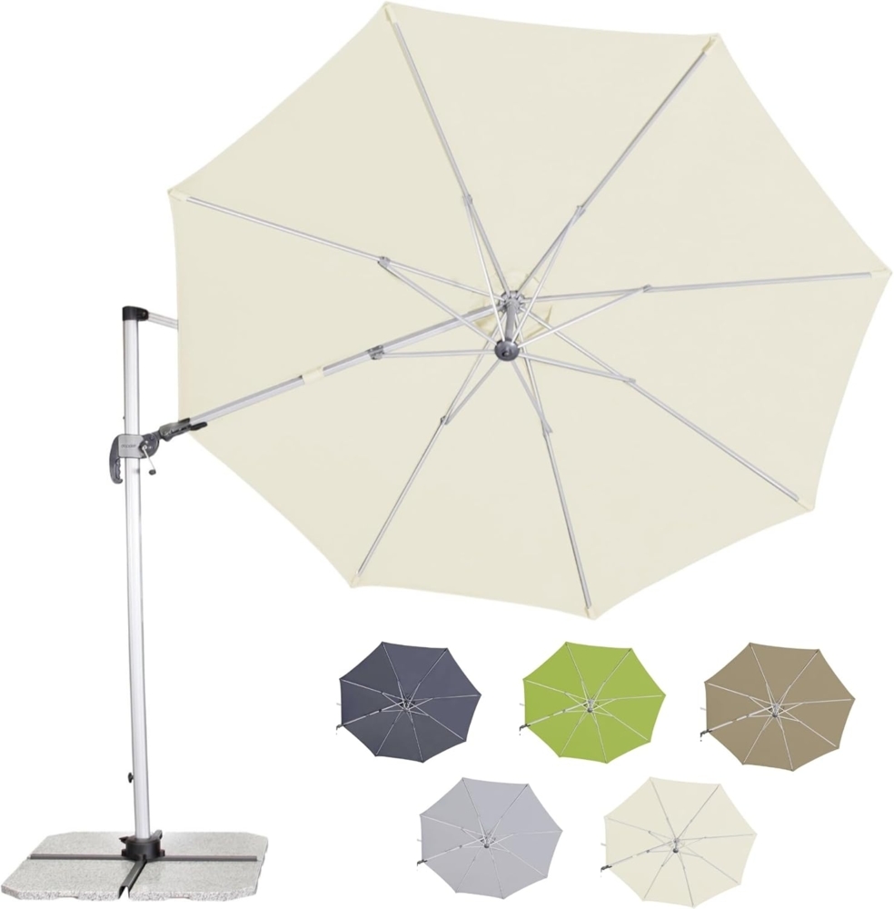 Doppler Sonnenschirm für den Garten SP-AZ 330cm Natur - Pendelschirm knickbar + drehbar + neigbar - Gartenschirm mit UV-Schutz 50+ - Kurbelschirm aus Aluminium - regenabweisendes Polyester-Dach Bild 1