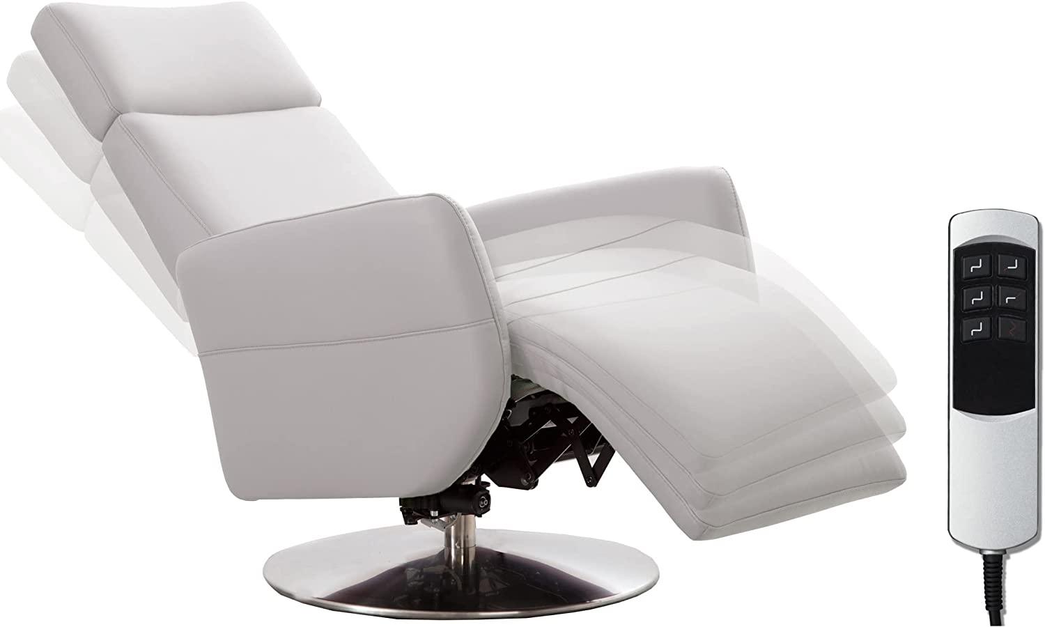 Cavadore TV-Sessel Cobra / Fernsehsessel mit 2 E-Motoren und Akku / Relaxfunktion, Liegefunktion / Ergonomie M / 71 x 110 x 82 / Echtleder Weiß Bild 1