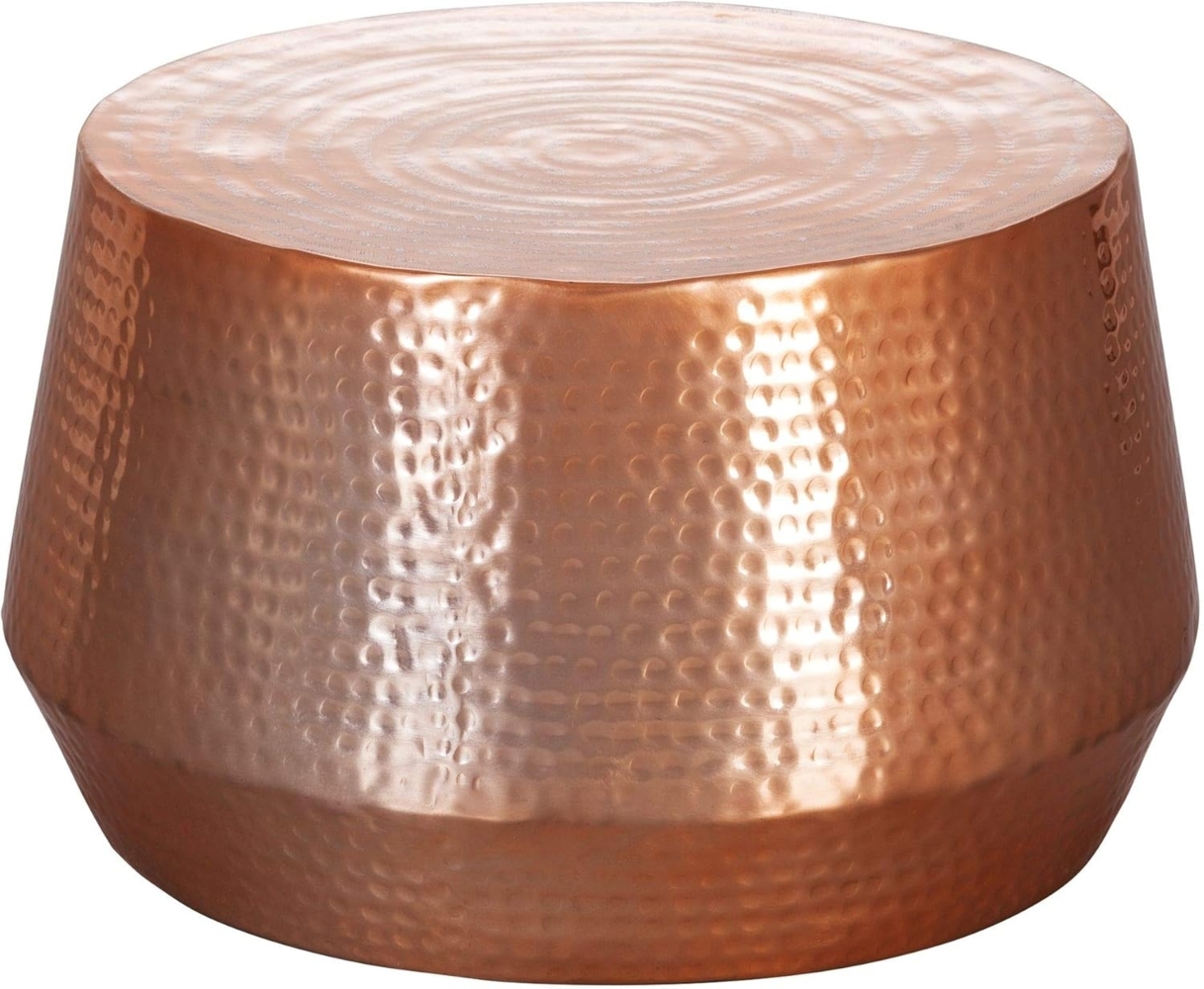 Wohnling Couchtisch MARESH 60 x 36 x 60 cm Aluminium Beistelltisch Orientalisch rund, Kupfer Bild 1