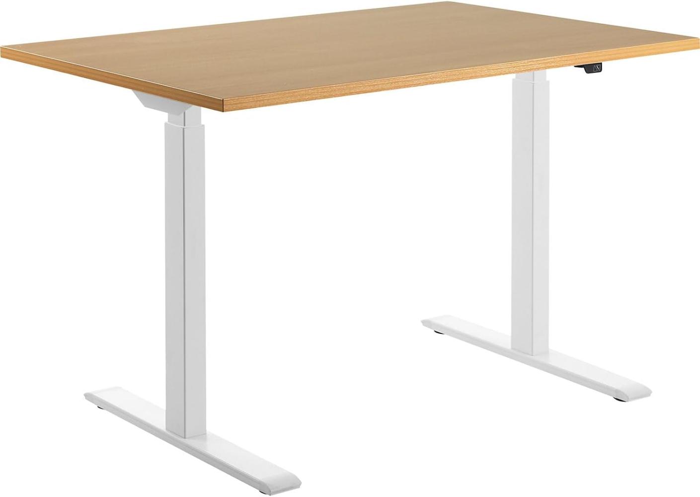 TOPSTAR | Schreibtisch | elektrisch höhenverstellbar | BxT 1200 x 800 mm | Platte Buche-Dekor | Gestell weiß Bild 1