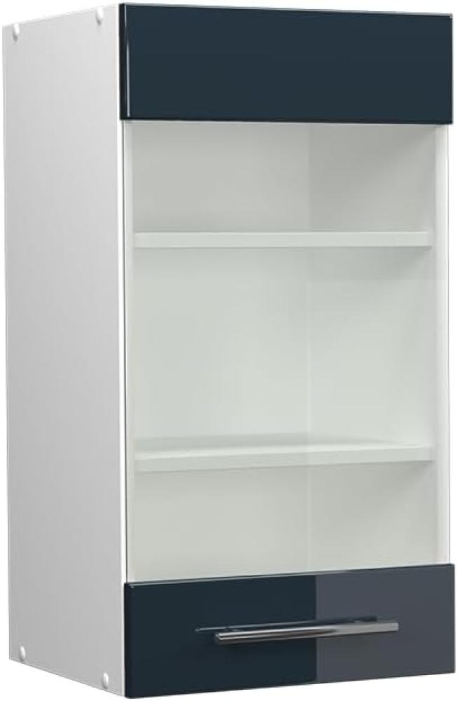 Vicco Glashängeschrank Fame-Line Weiß Dunkelblau Hochglanz 40 cm Bild 1